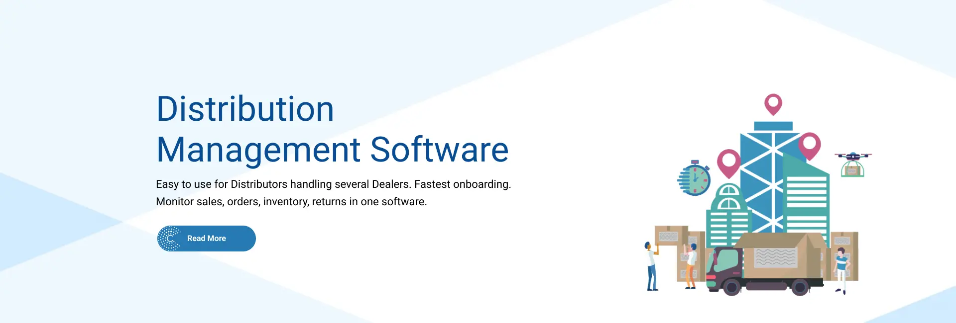 Distribution Management Software - Easy to use for Distributors handling several Dealers. Fastest onboarding. Monitor sales, orders, inventory, returns in one software.